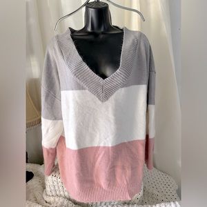 Color block striped sweater